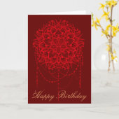 Indian Mandala Geburtstagskunst Bordeaux Karte (Gelbe Blume)