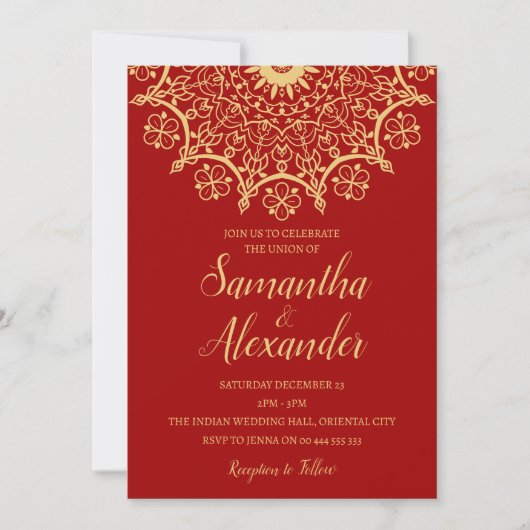 Indian Mehendi Wedding Einladung (Vorderseite)