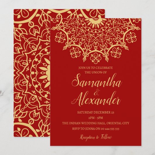 Indian Mehendi Wedding Einladung (Vorne/Hinten)