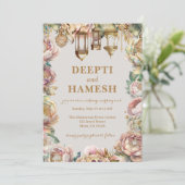 Indian Mehndi Arabian Nights Pastel Floral Einladung (Stehend Vorderseite)