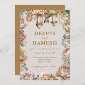 Indian Mehndi Arabian Nights Pastel Floral Einladung (Vorne/Hinten)