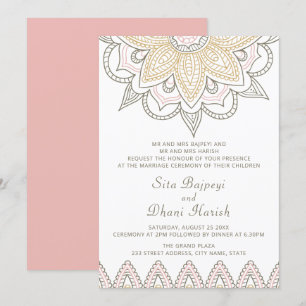 Indian Mehndi Hindu Elegant Hochzeit hoch entwicke Einladung