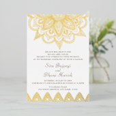 Indian Mehndi Hindu Elegant Stilvolle Hochzeit Gol Folieneinladung (Stehend vorne)