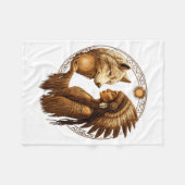 Indian Native American Woman With White Wolf Vinta Fleecedecke (Vorderseite (Horizontal))