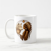 Indian Native American Woman With White Wolf Vinta Kaffeetasse (Links)