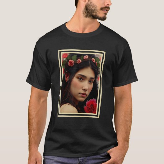 Indian Native American Young Princess and Roses No T-Shirt (Vorderseite)