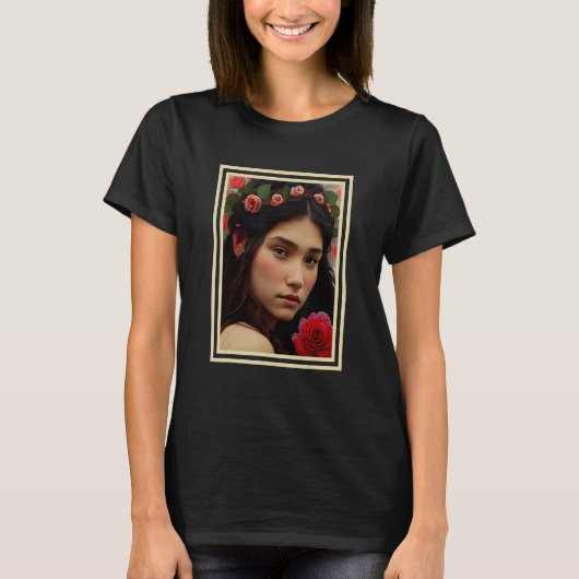 Indian Native American Young Princess and Roses No T-Shirt (Vorderseite)