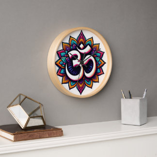 Indian Om Meditationssymbol Wall Clock Uhr