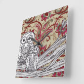 Indian Owls Clock Quadratische Wanduhr (Winkel)