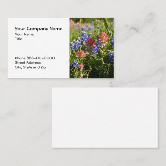 Indian Paintbrush Bluebonnet Business Card Visitenkarte (Vorne/Hinten)