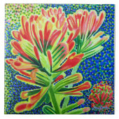 Indian Paintbrush Keramik Tile, CA Native Pflanze Fliese (Vorderseite)