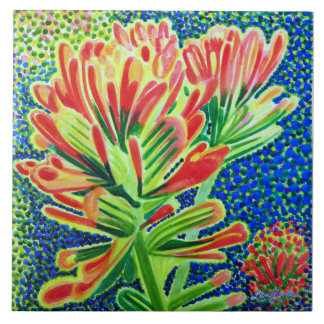 Indian Paintbrush Keramik Tile, CA Native Pflanze Fliese