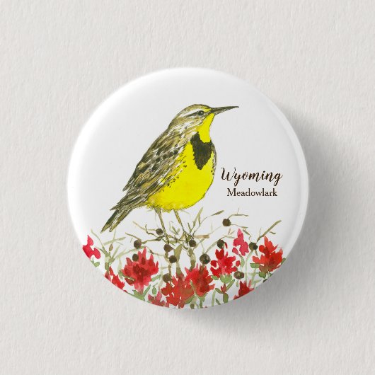 Indian Paintbrush Meadowlark Staat Bird of Wyoming Button (Vorderseite)
