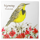 Indian Paintbrush Meadowlark Wyoming Souvenir Fliese (Vorderseite)