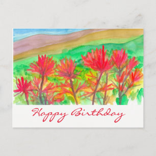 Indian Paintbrush Watercolor Happy Birthday Postkarte