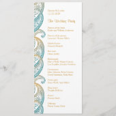 Indian Paisley Aquamarin und Gold Wedding Programm (Vorderseite)