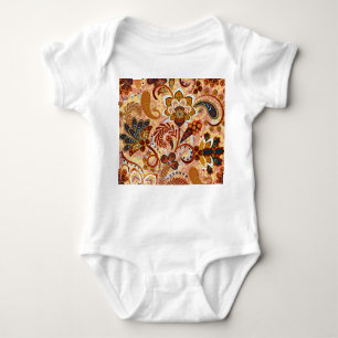 Indian Paisley: Blumenbraun Vintag Baby Strampler