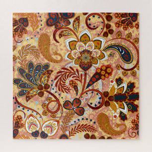 Indian Paisley: Blumenbraun Vintag Puzzle