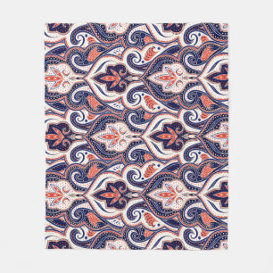 Indian Paisley: Blumenmedaille Nahtlos. Fleecedecke