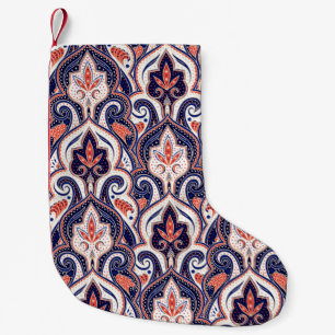 Indian Paisley: Blumenmedaille Nahtlos. Kleiner Weihnachtsstrumpf