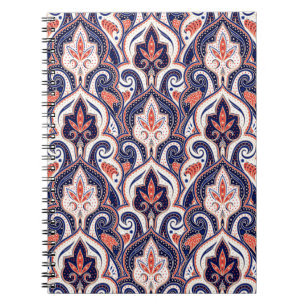 Indian Paisley: Blumenmedaille Nahtlos. Notizblock