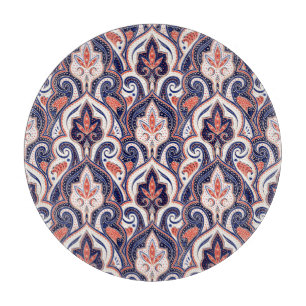 Indian Paisley: Blumenmedaille Nahtlos. Schneidebrett