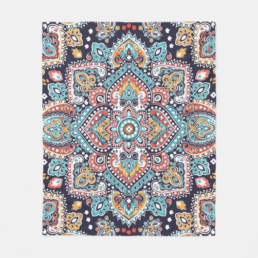 Indian Paisley: Ethnisches Mandala Muster Fleecedecke (Vorderseite)