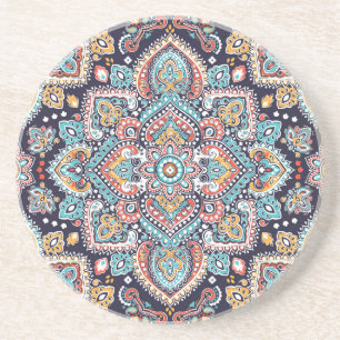 Indian Paisley: Ethnisches Mandala Muster Getränkeuntersetzer