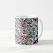 Indian Paisley: Ethnisches Mandala Muster Kaffeetasse (VorderseiteRechts)