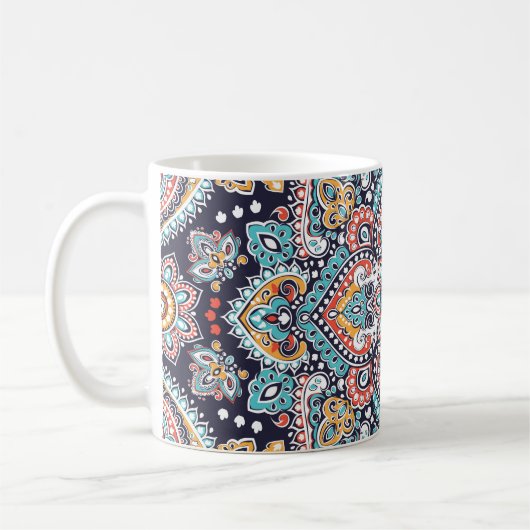 Indian Paisley: Ethnisches Mandala Muster Kaffeetasse (Links)