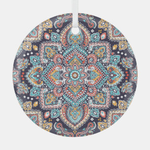 Indian Paisley: Ethnisches Mandala Muster Ornament Aus Glas