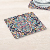 Indian Paisley: Ethnisches Mandala Muster Rechteckiger Pappuntersetzer (angewinkelt)