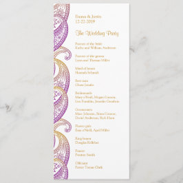 Indian Paisley Lila und Gold Wedding Programm