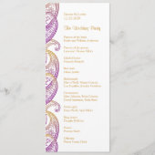 Indian Paisley Lila und Gold Wedding Programm (Vorderseite)