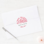 Indian Paisley Save the Date Runder Aufkleber (Umschlag)