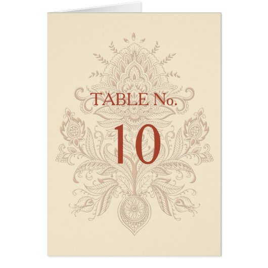 Indian Paisley - Tischnummer Card (Vorne)