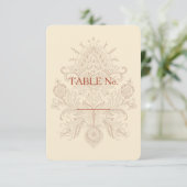 Indian Paisley - Tischnummer Card (Stehend Vorderseite)