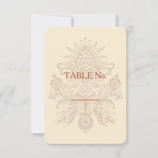Indian Paisley - Tischnummer Card (Vorderseite)