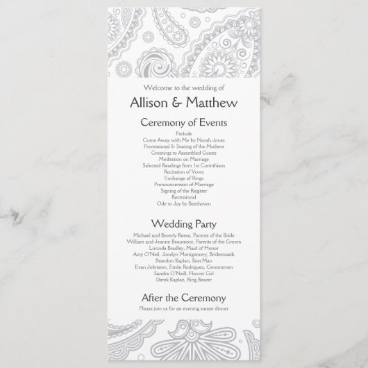 Indian Paisley Wedding Program Programm (Vorderseite)