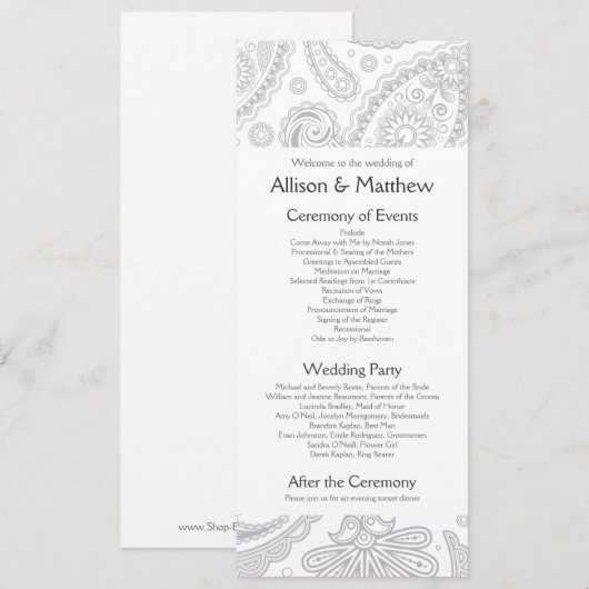 Indian Paisley Wedding Program Programm (Vorne/Hinten)