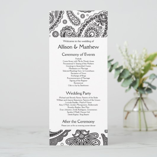 Indian Paisley Wedding Program Programm (Stehend Vorderseite)