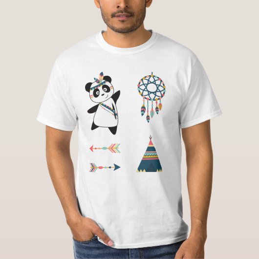 Indian Panda Bear Sticker Set Teepe T-Shirt (Vorderseite)