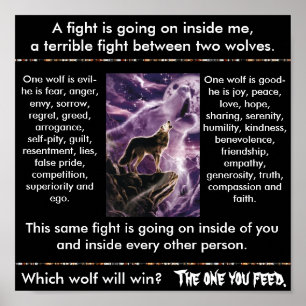 Indian Parable: Zwei Wölfe Poster