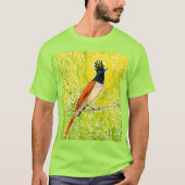 Indian Paradise Flycatcher Tropical Bird Sketch T-Shirt (Vorderseite)
