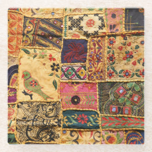 Indian Patchwork: Hampi Market Cloth. Glasuntersetzer