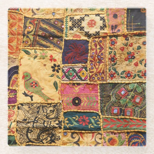 Indian Patchwork: Hampi Market Cloth. Glasuntersetzer (Vorderseite)