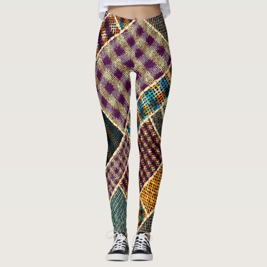 Indian Patchwork: Texturierte Leinwand Imitation. Leggings (Vorderseite)