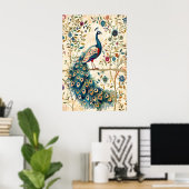 Indian Peacock Art Print Botanical Bird Poster (Heimbüro)