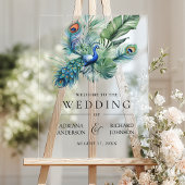 Indian Peacock Feathers Wedding Welcome Acrylschild
