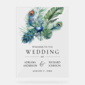 Indian Peacock Feathers Wedding Welcome Acrylschild (Vorderseite)